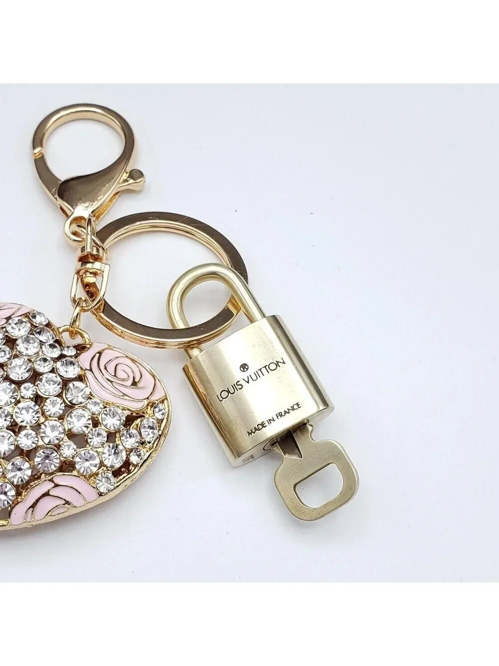 Authentic Louis Vuitton Lock & Key with Unbranded Heart Charm, Keychain